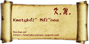 Kmetykó Mínea névjegykártya